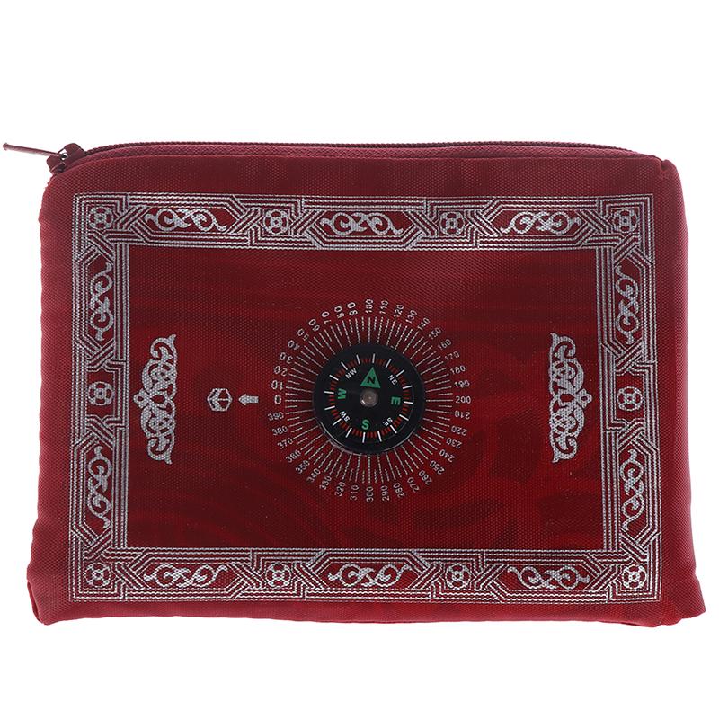 Muslim Prayer Rug Portable Braided Mat With Compass In Pouch Travel Mat 100*60Cm