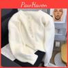 Single Breasted Neck Knitted O Sweater Casual Loose Soft Cardigan Women