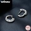 WOSTU 2.0 CT D Color VVS1 EX Moissanite 925 Silver Hoop Earrings 3.5mm Round Diamond Cut Platinum Plated Earrings