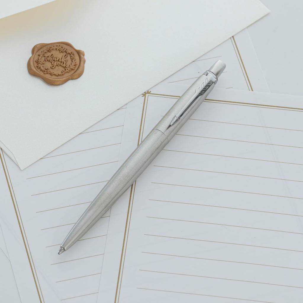 PARKER Jotter Stainless Steel CT Ballpoint Medium Gift Premium Authentic Product Number 1953344 Pen, Nib, Oil-Based, Boxed, Quality, Imported,