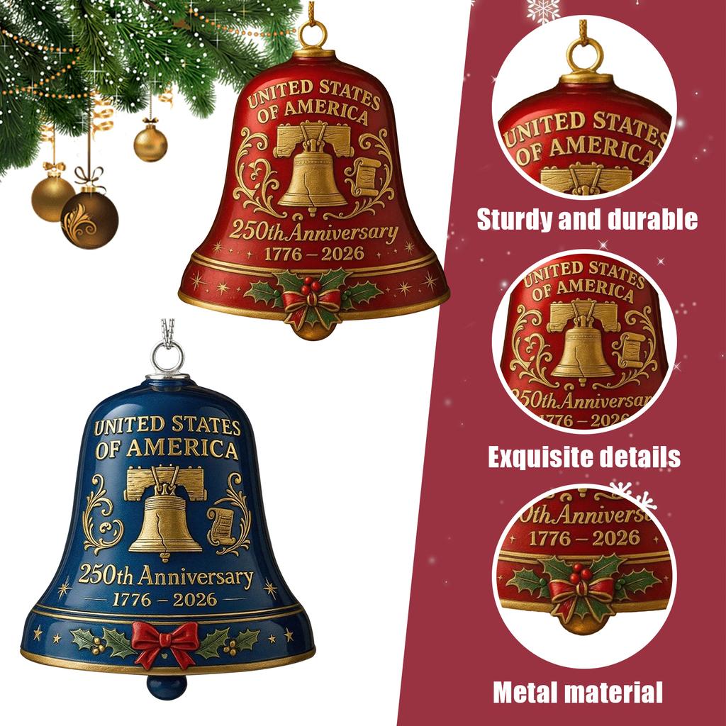 United States 250th Anniversary Bell Ornament Elegant USA 250th Anniversary Bell Ornament for Patriotic Holidays Christmas Tree