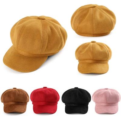 Flat Cap Winter Newsboy Hat Women Vintage Baker Boy Cap Peaked Beret Hat