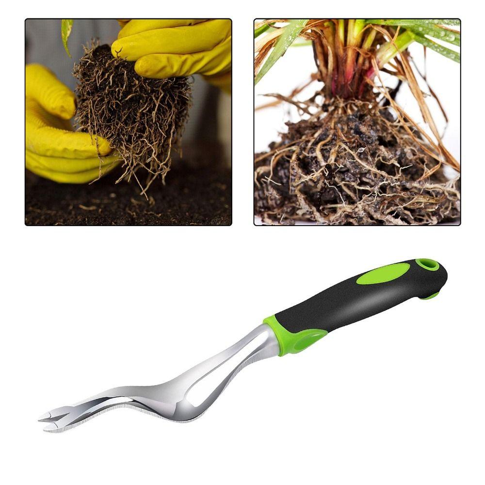 Two-Pronged Fork Root Extractor with Ergonomic Handle Weeder Puller Tool  Transplants