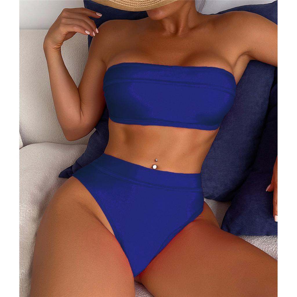 Seksīgs Bandeau ar augstu kāju izgriezumu Sieviešu peldkostīms ar augstu jostasvietu Bikini Sieviešu peldkostīms Divdaļīgs bikini komplekts Peldētājs Peldkostīms Peldēšana