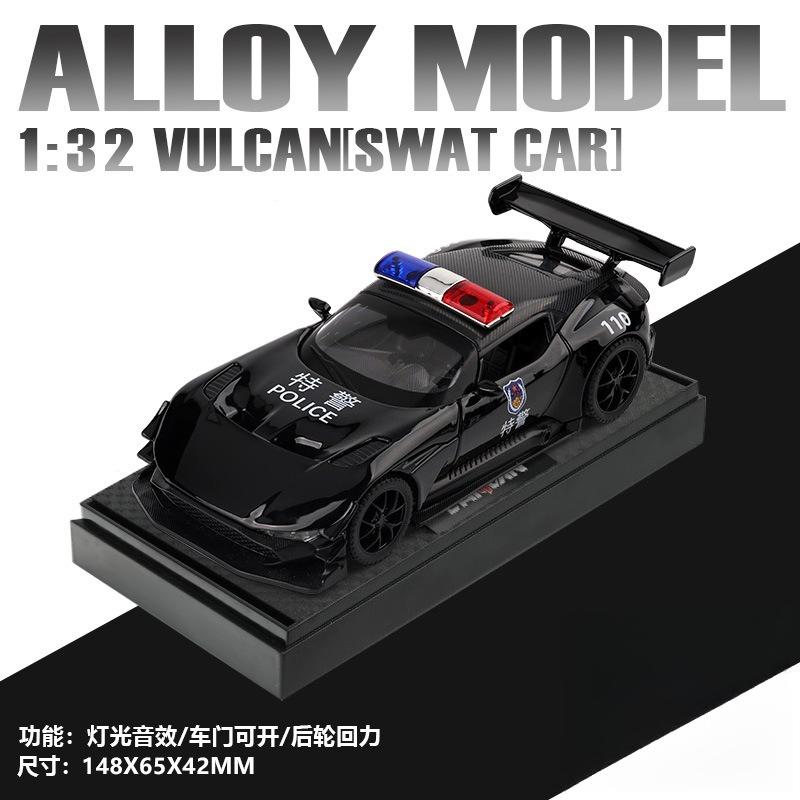 

1:32 Vulcan Safety Car Police car sports Simulation Diecast Metal Alloy Model Sound Light Pull Back Collection Kids Toy Gifts