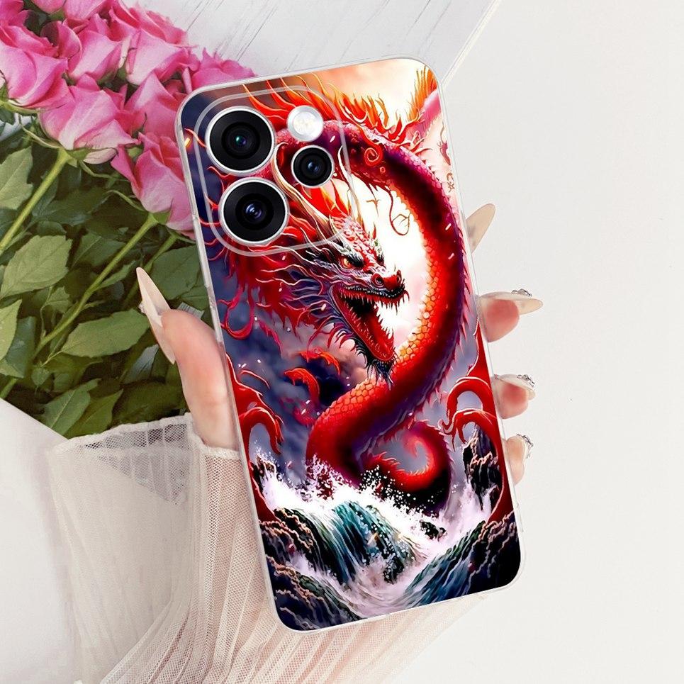 For Oppo Reno15 F Phone Case On Reno 15 15F Casing Cool Dragon Lion Tiger Cartoon Printed Back Cover Clear Soft Silicone Capa