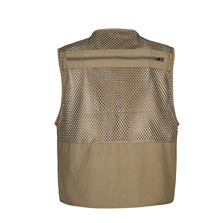 Men's Lightweight Cotton Multi-Pocket Mesh Vest - Sleeveless, Plus Size, Ideal for Summer, Fishing, and Outdoor Activities.