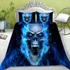 Bedding Set New Bed Cover 3D Skull Head Scary Print Family Bedroom Full Size Quilt Cover and Pillowcase Microfiber