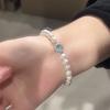Imitation Pearl Aquamarine Bracelet Hepburn Style Female Niche Design Temperament High Sense Girlfriend Birthday