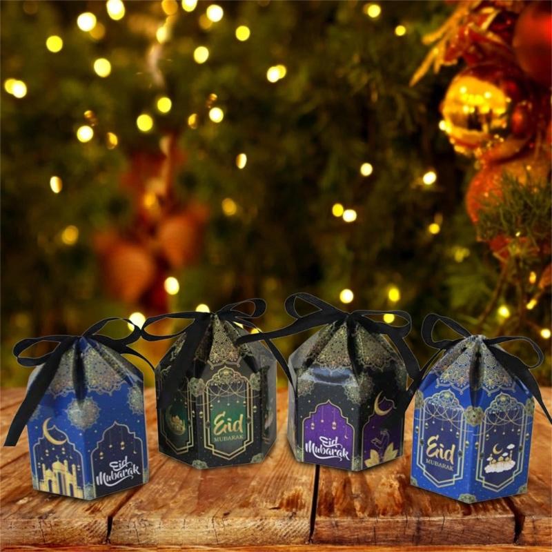 50Pieces Eid Mubaraks Candy Boxes Ramadans Cupcake Paper Muslims Goody Gift Decorations Muslims Eid Party Supplies