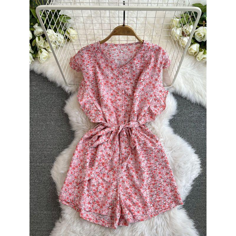 

First Date Socialite Elegant Ruffle Straight-leg Jumpsuit Pink One size