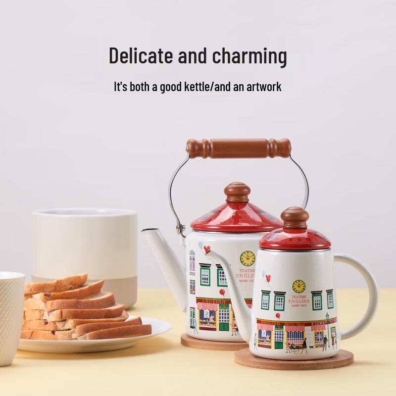 Эмалированный рождественский кофейник FUJIHORO 1,1 л