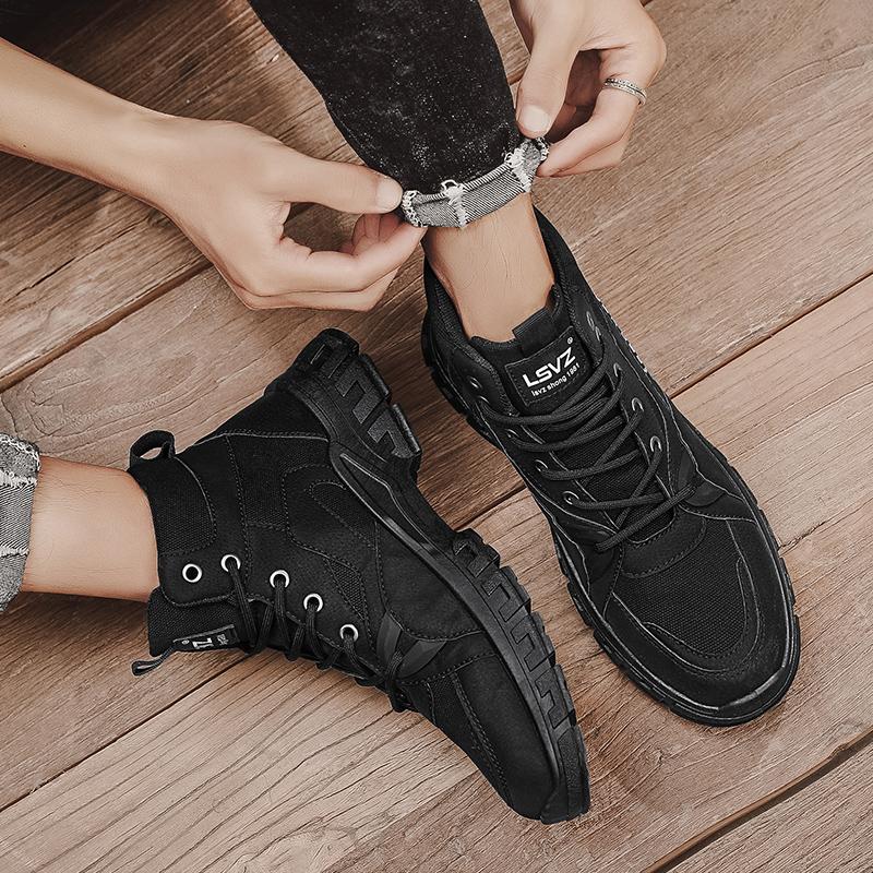New Fashion Autumn And Winter Men's High Top Martin Boots Students Male Boys Trending Soft Sole Work Shoes Labor Protection Martin Sneakers