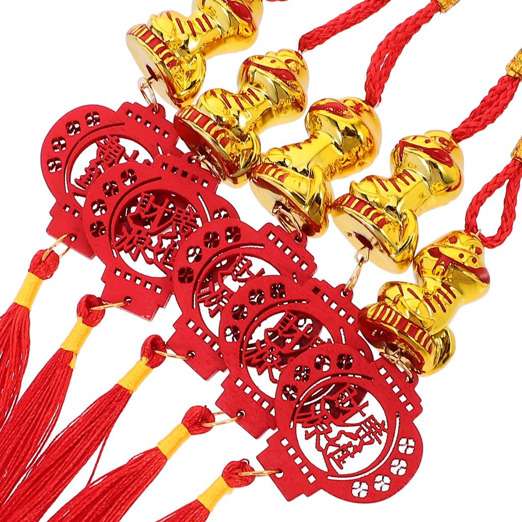 5Pcs Year of The Snake Wooden Tassel Pendant Hanging Ornaments Chinese New Year Car Rear View Mirror Lucky Charm