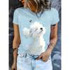 Moda Donna Girocollo Manica Corta Stampa Animale Colorata 3D T-shirt Manica Corta Girocollo con Animali