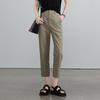 SOFSIL Women's Cotton Linen Blend Slim Cropped Pants