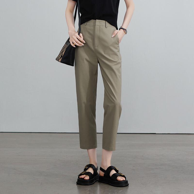 SOFSIL Women's Cotton Linen Blend Slim Cropped Pants