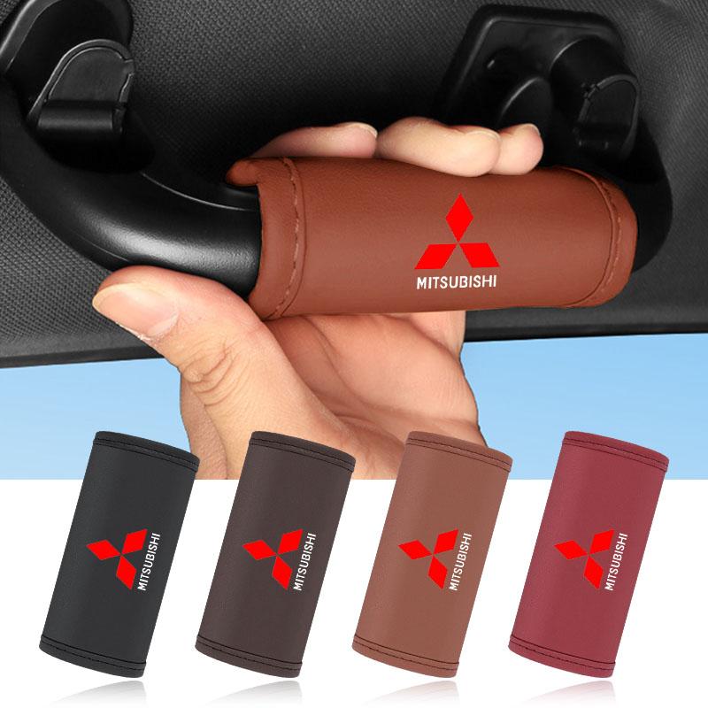 Skórzana Pokrywa Podłokietnika z Logo Samochodu Pokrowce Ochronne na Uchwyt Dachowy Dla Mitsubishi Asx Lancer Outlander Pajero Ralliart Akcesoria Stylizacja Samochodu