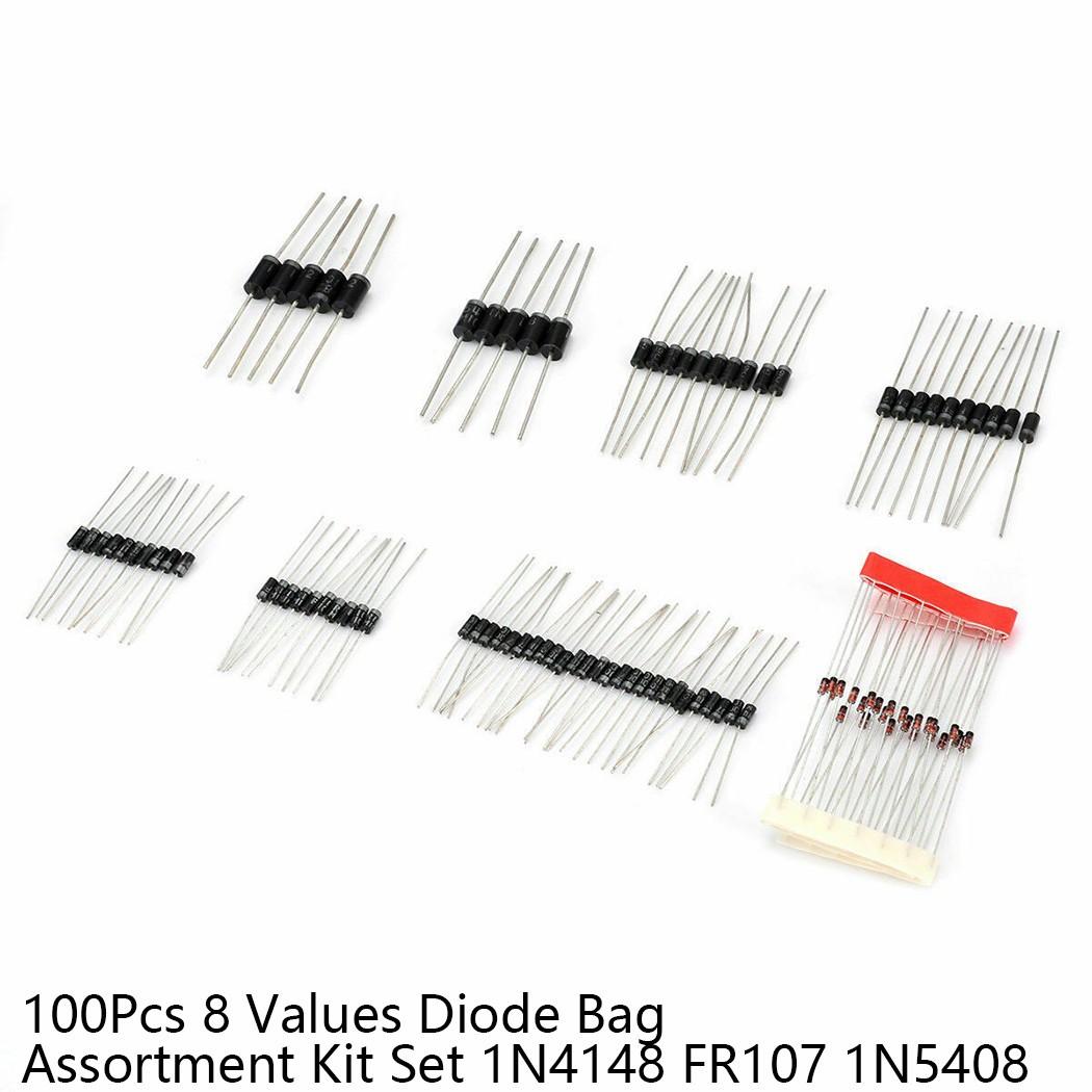 

100Pcs 8 Values ​​Diode Bag Assortment Kit Set 1N4148 FR107 1N5408 100pcs