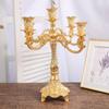 Luxurious European Taper Candle Holders Luxurious Carved Gold Metal Candelabra Enhancing Living Space Aesthetic Decors