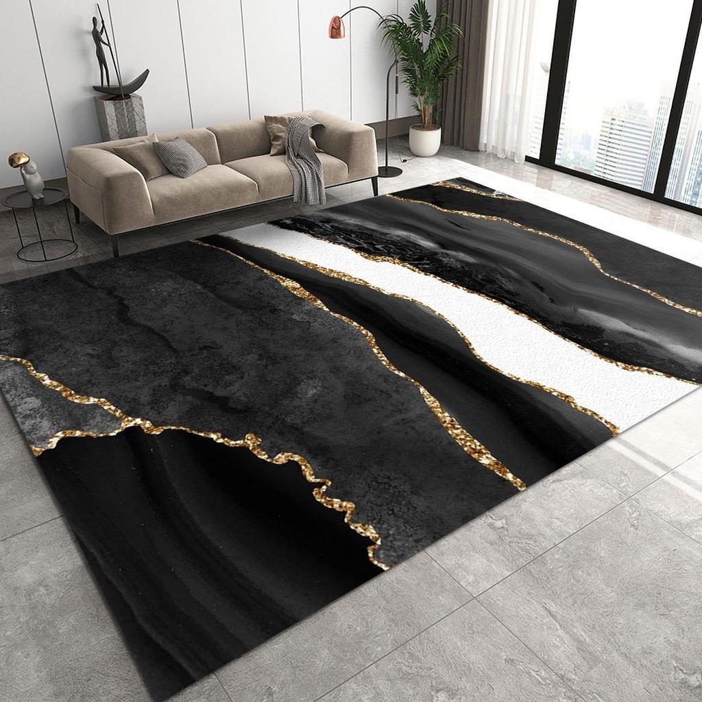 Easy-Care Marble Carpet: Living Room & Bedroom Floor Mat with Full-Cover Design