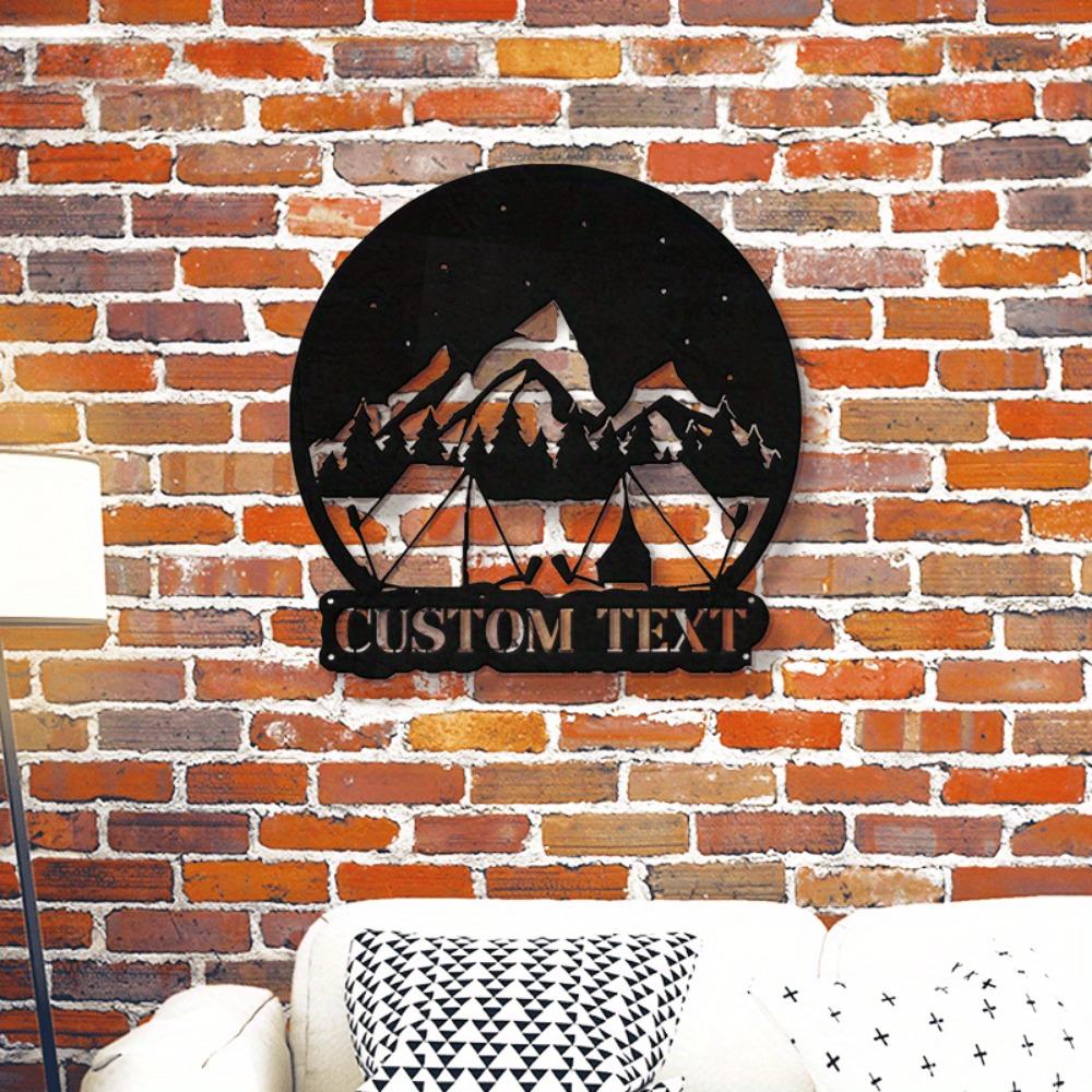 Modern Metal Wall Art Sign - Personalized Camping Decor, Custom Text, Outdoor Accent, Power-Free, Easy Mount