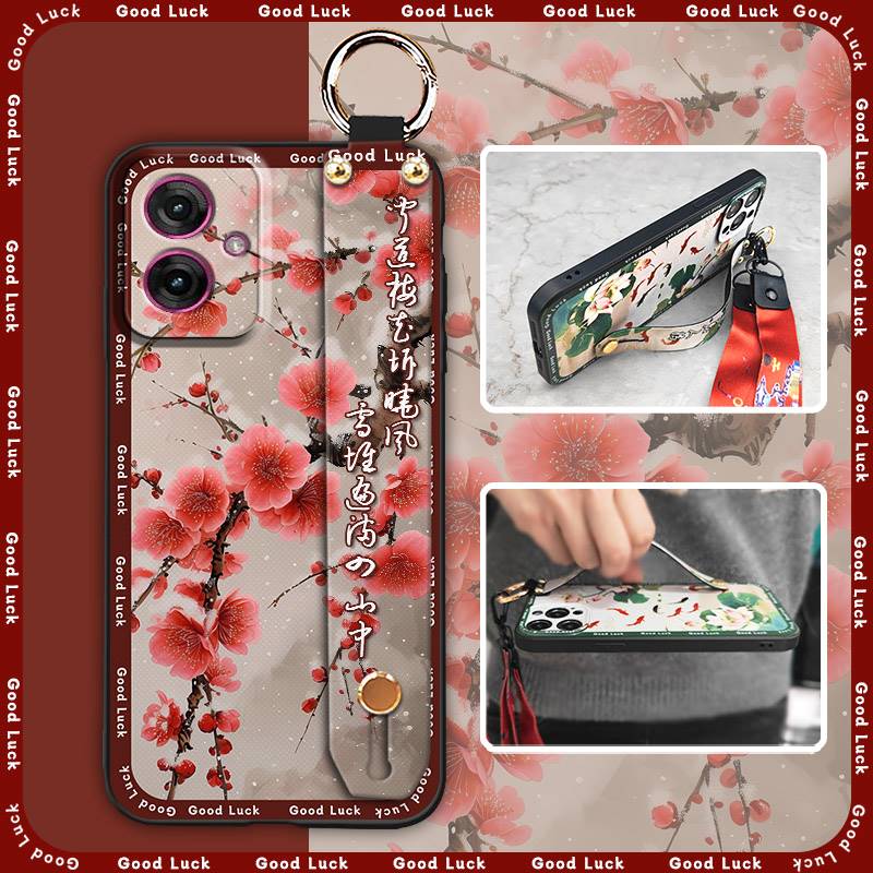 Ring Shockproof Phone Case For MOTO G55 5G Waterproof Phone Holder Silicone Protective Kickstand Anti-knock Wristband
