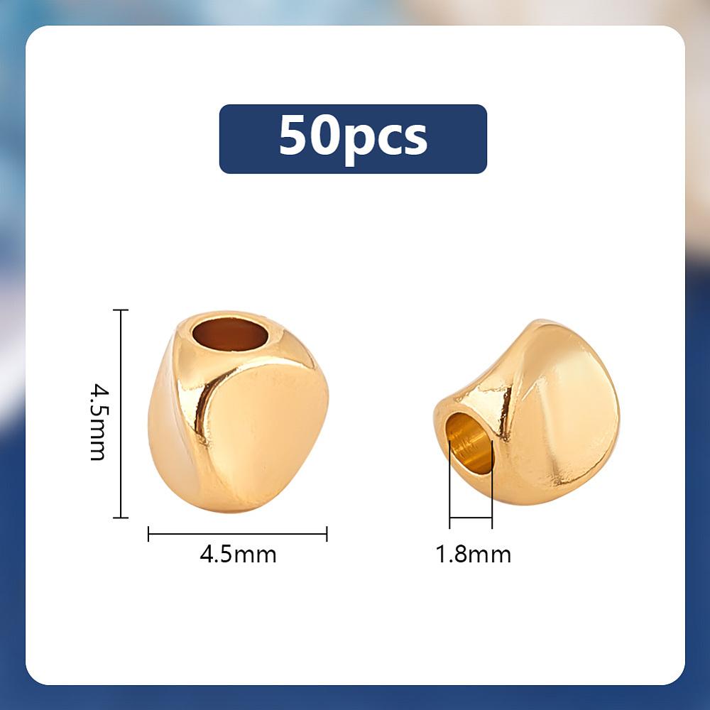 50Pcs Brass Spacer Beads, Long-Lasting Plated, Triangle, Real 24K Gold Plated, 4.5x4.5mm, Hole: 1.8mm