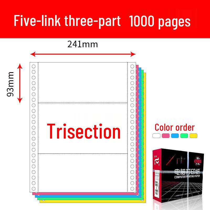 Pinfeed Computer Print Paper: Available in 1 to 5 parts, 241 vouchers, with options for two or three equal parts.