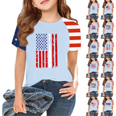 Tops For Youth Kids Boy And Girls 2-10 Years Round Neck Short Sleeve Trendy Tops