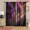 2D Flat Printing 2pcs Curtain Drapes Spring Purple Blooms Digital Printed Polyester Drapes Festive Curtains Perfect for Holiday