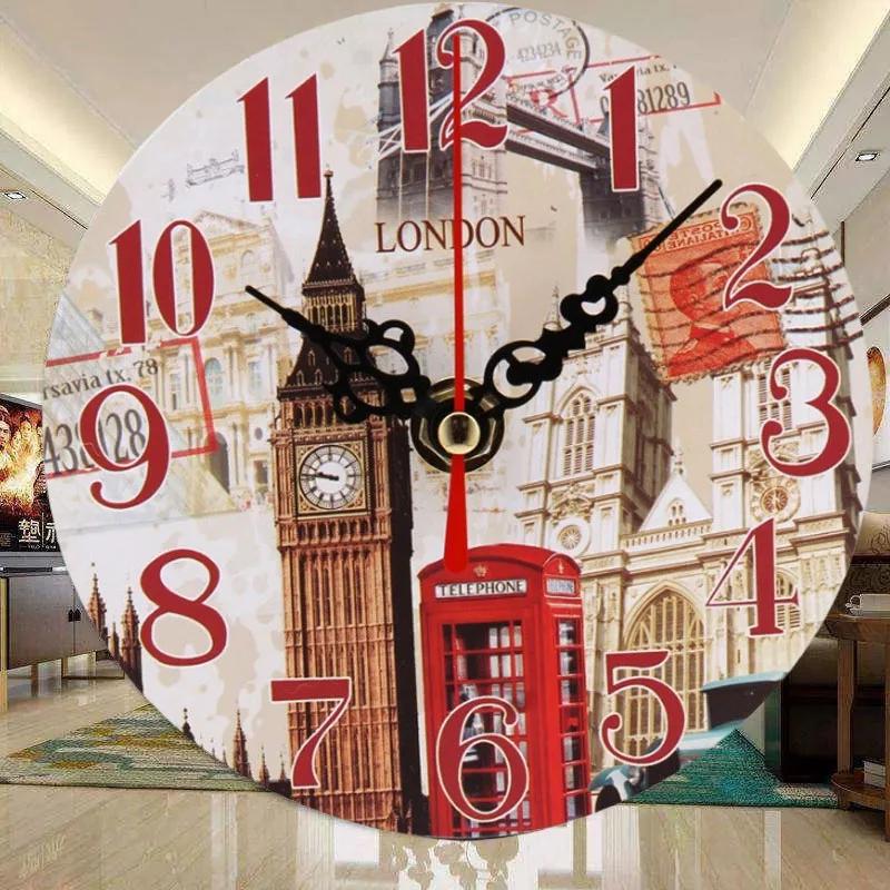 13cm Round Wall Hanging Clock 12 Cm Rustic Country Kitchen Clock Vintage Silent Decorative Wall Clock for Home Office Decoration