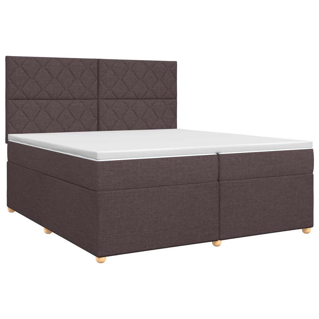 Box Spring Bed with Mattress Dark Brown 200 x 200 cm Fabric