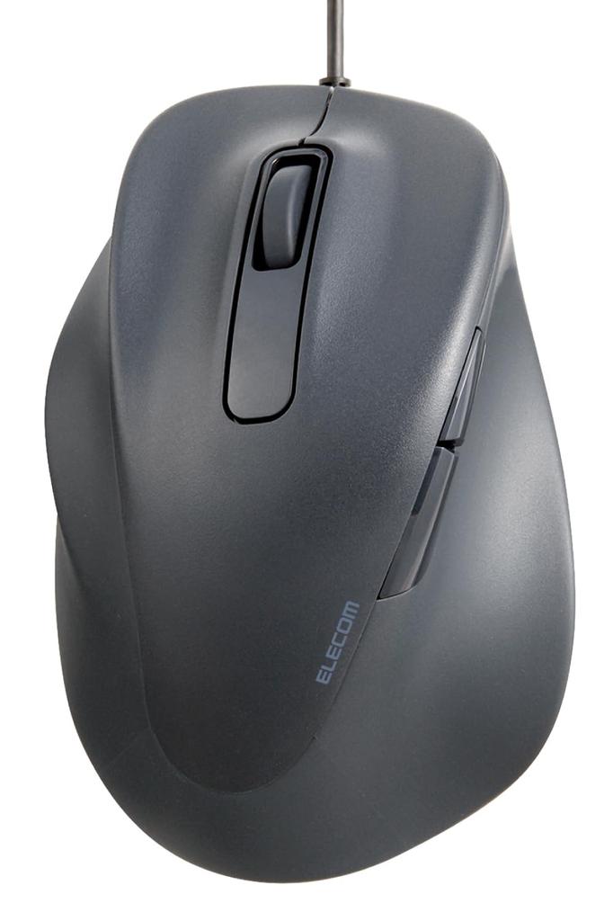 ELECOM EX-G Quiet Wired Mouse (2023 Model), Left-Handed, Large Size, 5 Buttons, Black, M-XGL31UBSKBK, [AskDoctors Review Service]