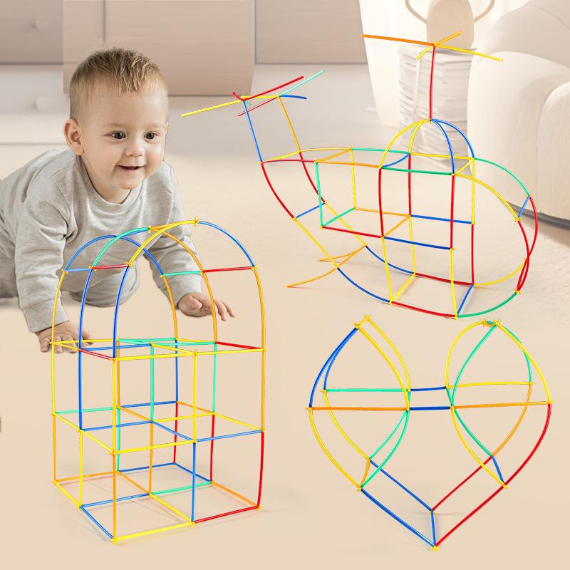 Soft Straw Puzzle Blocks: Educational 4D Building Toys for Kindergarten