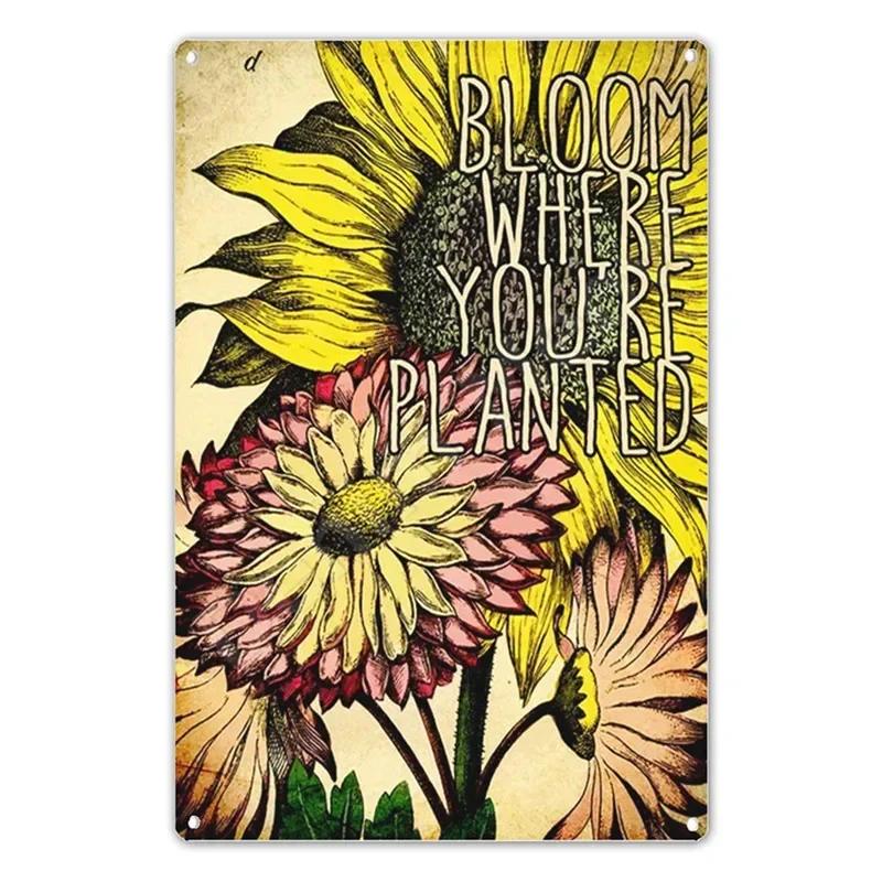 Gärtnern, weil Morden falsch ist Vintage Metallschild Lustige Pflanzen Retro Schild für Garten Außenwanddekor Home Sweet Home Schild