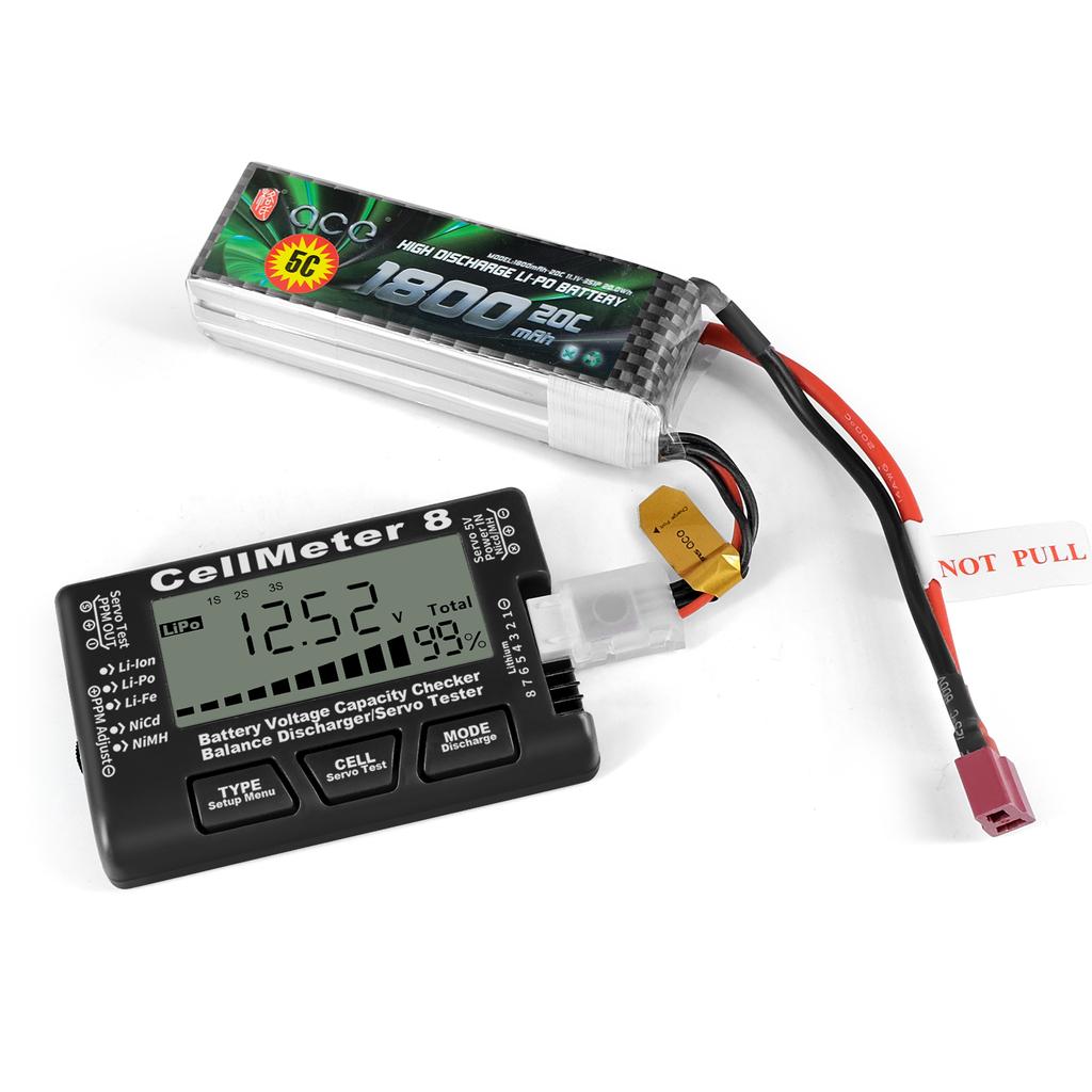 RC CellMeter 8 2-8S 4-8S LiPo Li-lon Battery Tester Battery Capacity Voltage Meter NiMH Meter 8 Digital Battery Capacity Checker
