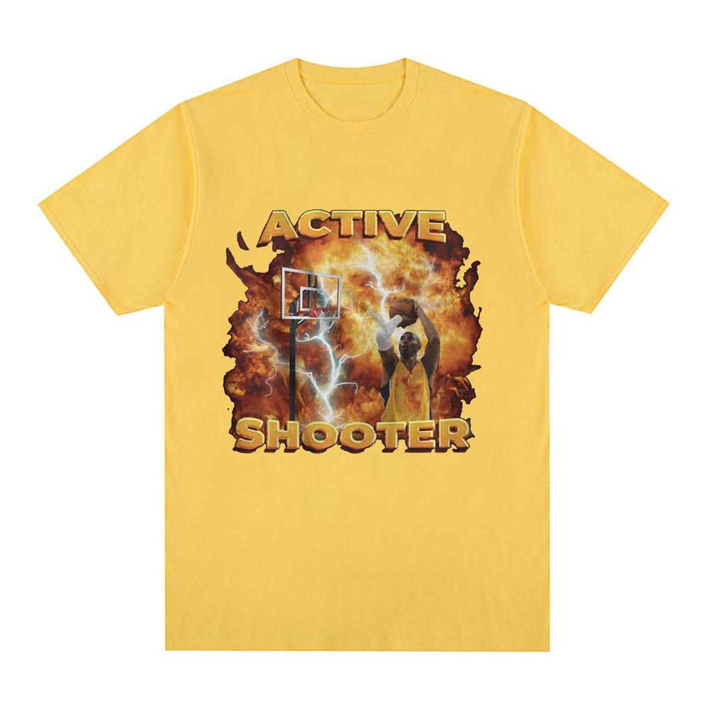 Active Shooter Funny Basketballer Meme Graphic T-shirt Men Fashion Short Sleeve T-shirts Cotton Casual Oversized T Shirts Unisex