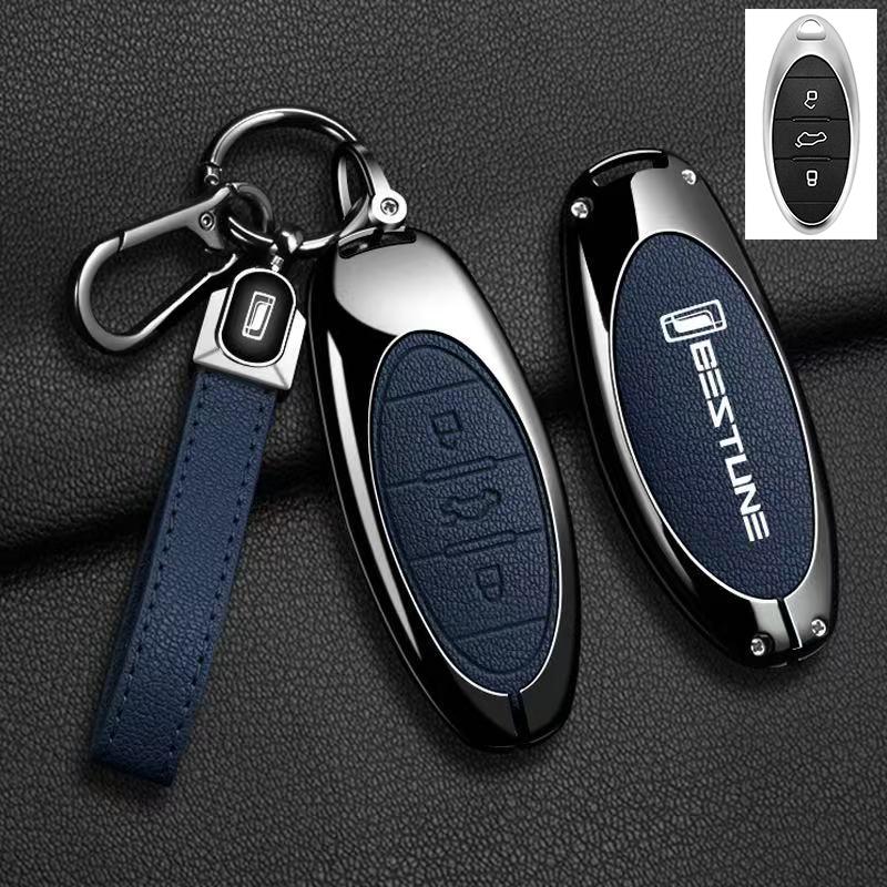 

Zinc Leather Car Key Fob Cover Case For Faw Bestune T77 T77Pro New B70 T55 T33 T99 Protector Holder Keychain Accessories