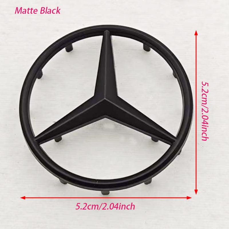 52mm 58mm ABS Chrome Black Star Logo Mercedes Steering Wheel Logo Sticker For Mercedes Benz C E S Class W204 Emblem Accessories