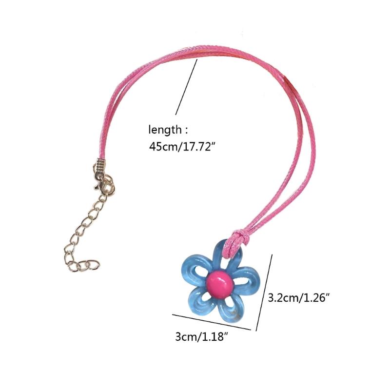 European American Jewelry Novel Flower Pendant All-match Clavicle Chain Adjustable Leather- Rope Cold Wind Neck Chain
