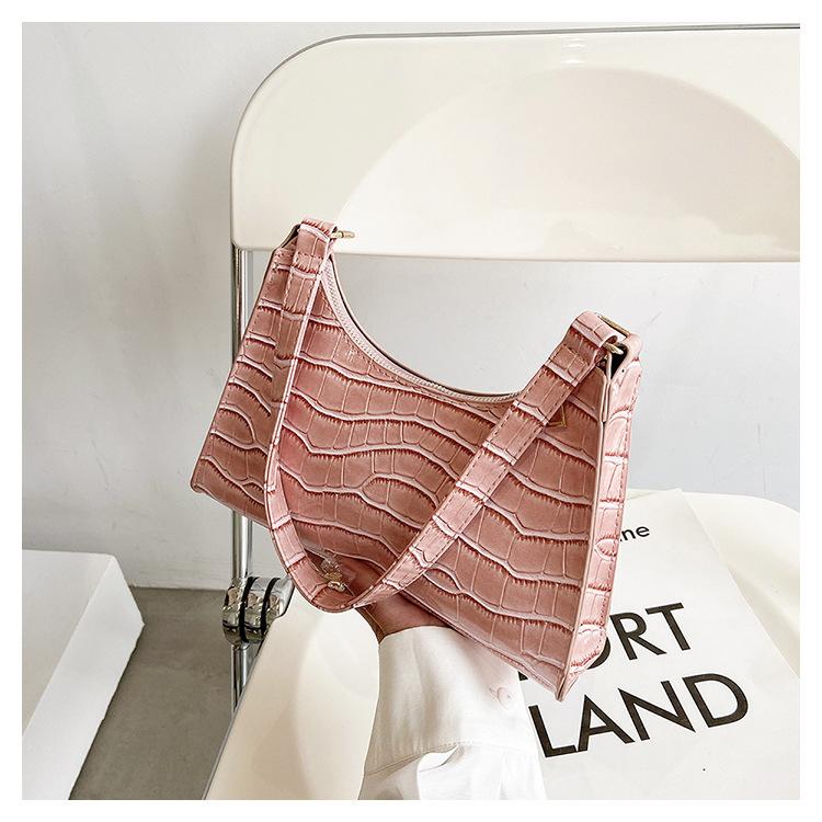 

Модна жіноча сумка під пахвами 2024 р. Модна жіноча сумка в стилі ретро-багет через плече Нова модна жіноча сумка з малюнком крокодила рожевий
