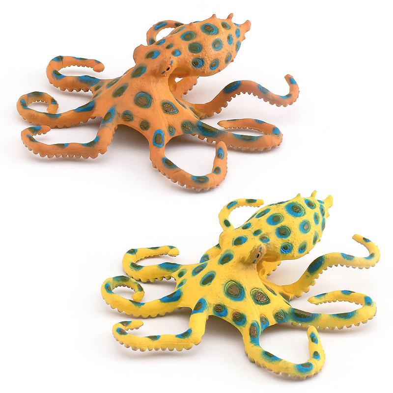 Children'S Cognitive Simulation Marine Animal Blue-Ringed Octopus Model Submarine Creature Blue-Ringed Leopard-Print Octopus Desktop Ornament