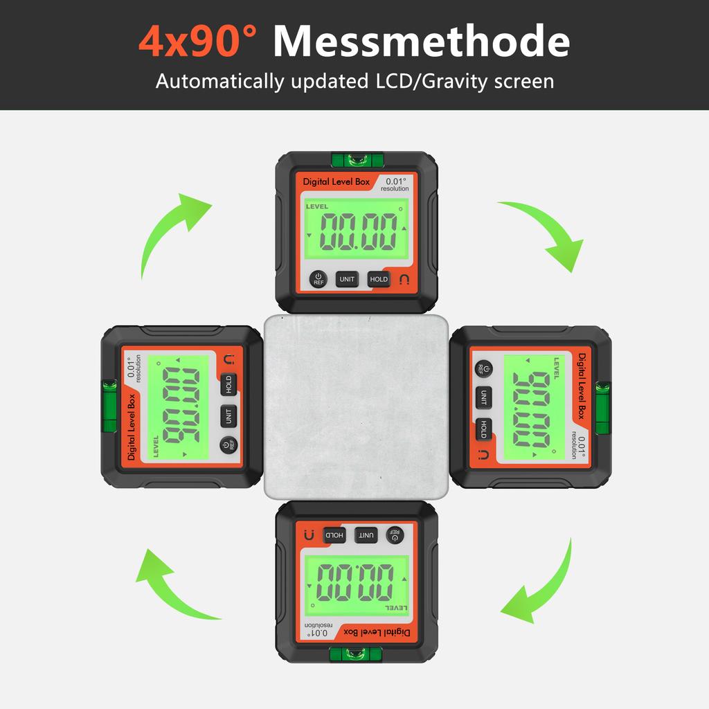 Digitaler Winkelmesser Elektronisches Wasserwaagen-Werkzeug mit LCD-Libelle Magnetischer Sockel für die Holzbearbeitung