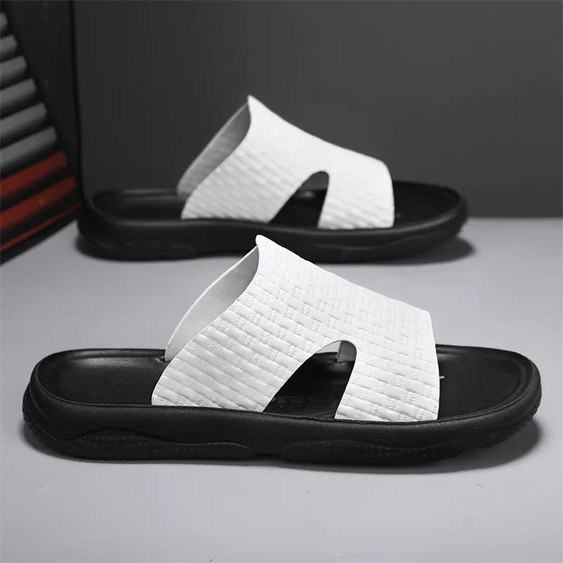 Fashion White Summer New Shoes for Men Slippers Fashion Casual Slides Comfortable Street Cool Beach Shoes Black Sandals