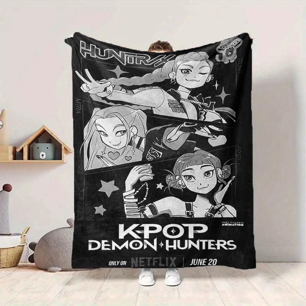 1pc K Pop Demon Hunters Flannel Blanket, Soft Skin Friendly with Digital Printing, Various Sizes Available for Family, Friends, Birthday