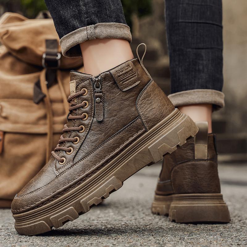 Męskie buty wiosenno-jesienne nowe miękka podeszwa antypoślizgowe buty codzienne moda Joker outdoorowe wysokie buty komfort sportowe buty robocze