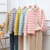 Women's Crew Neck Lightweight Puffer Jacket Button Up Casual Short Warm Winter Outerwear Coat
