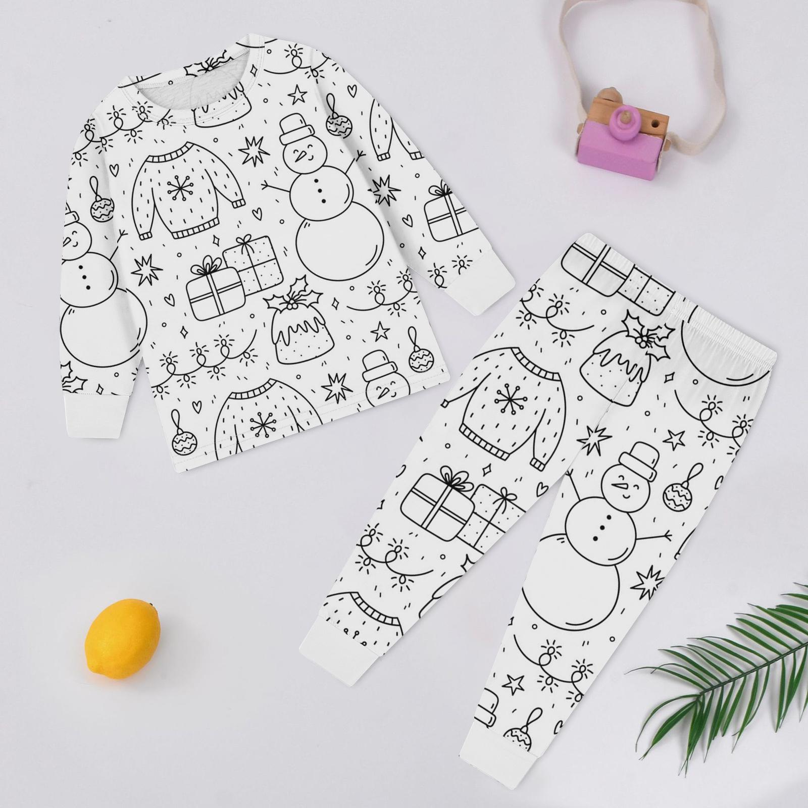 

Детский модный комплект: Рождественский топ с дудлами и брюки с длинным рукавом и круглым вырезом 130