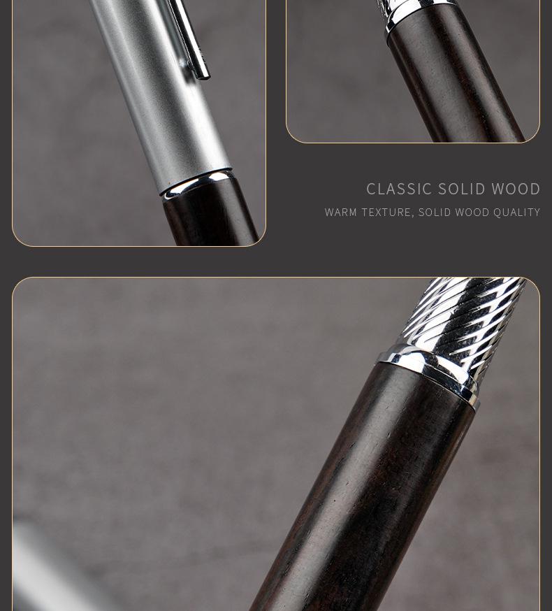 Solid Wood Fountain Pen with Gift Box and Ink Sac, Custom Logo Option Available